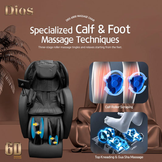 Dios 6800 Massage Chair 6D Dual Core Air Roller SL-Track Wht/Beige