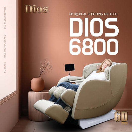 Dios 6800 Massage Chair 6D Dual Core Air Roller SL-track Black/Gray