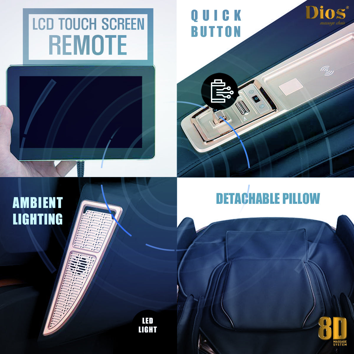 Kahuna Dios 1288  Massage Chair - 8D AI Dual Air Tech Touch Roller SL-Track with Brain Relaxation- Brown