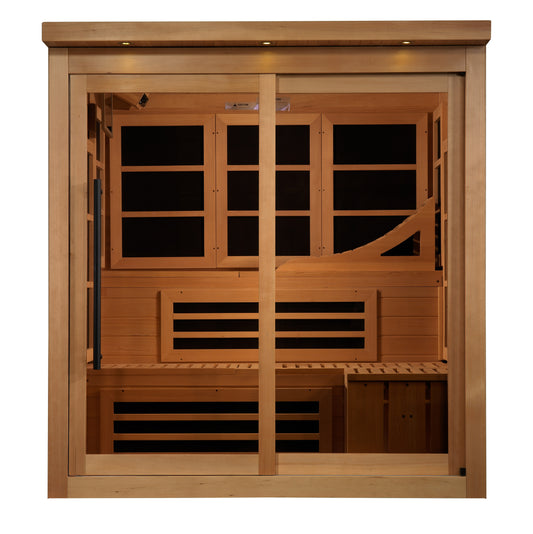 Golden Designs Monaco Limited Edition 6-person PureTech™ Near Zero EMF (Under 3MG) FAR Infrared Sauna (Canadian Hemlock)