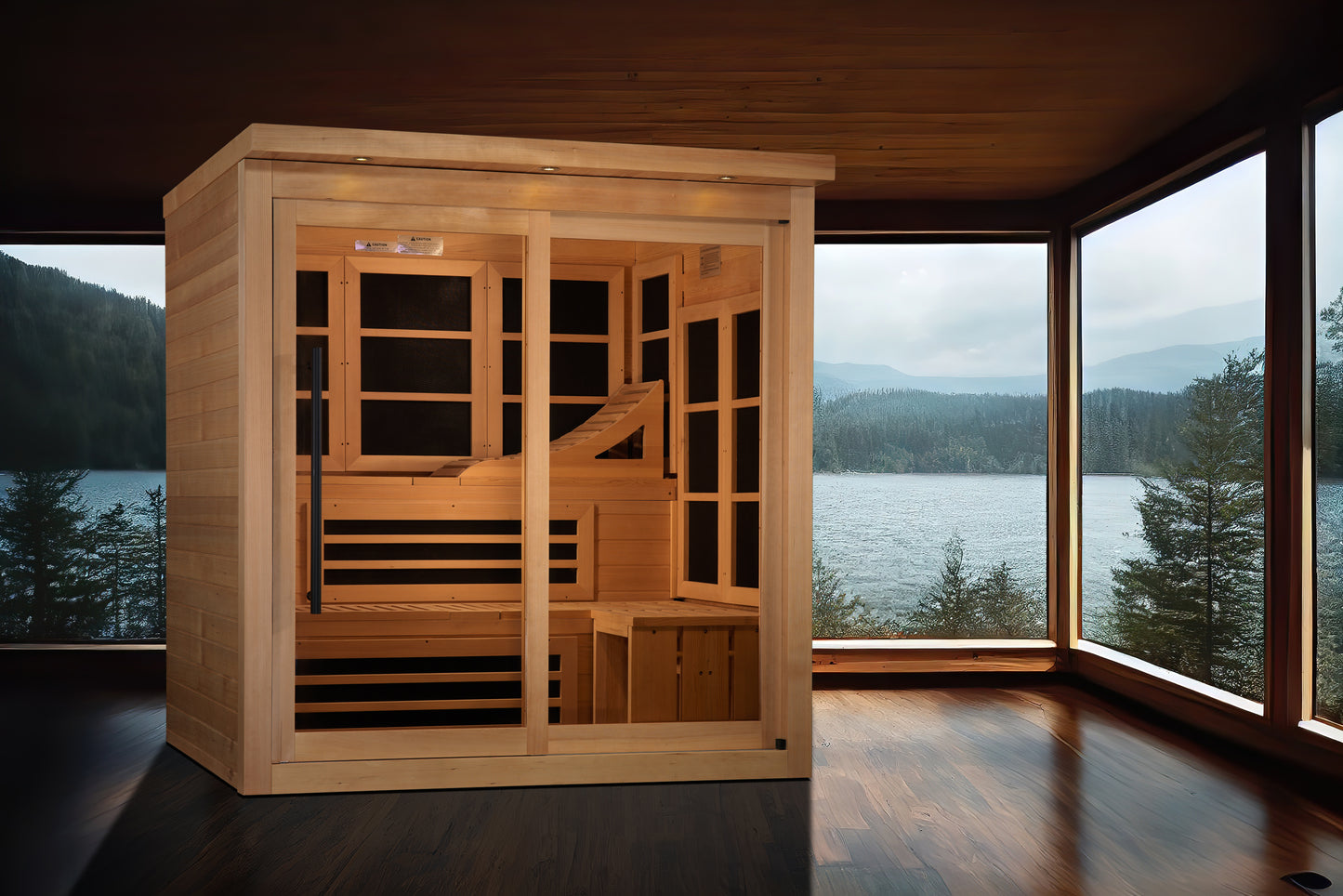 Golden Designs Monaco Limited Edition 6-person PureTech™ Near Zero EMF (Under 3MG) FAR Infrared Sauna (Canadian Hemlock)