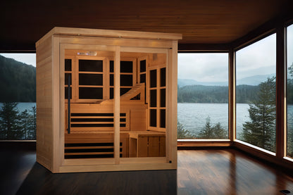 Golden Designs Monaco Limited Edition 6-person PureTech™ Near Zero EMF (Under 3MG) FAR Infrared Sauna (Canadian Hemlock)