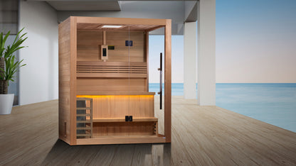 Golden Designs "Hanko Edition" 2 Person Indoor Traditional Sauna  - Canadian Red Cedar Interior