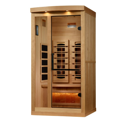 Golden Designs 1-2-Person Full Spectrum PureTech™ Near Zero EMF (Under 3MG) FAR Infrared Sauna with Himalayan Salt Bar (Canadian Hemlock)