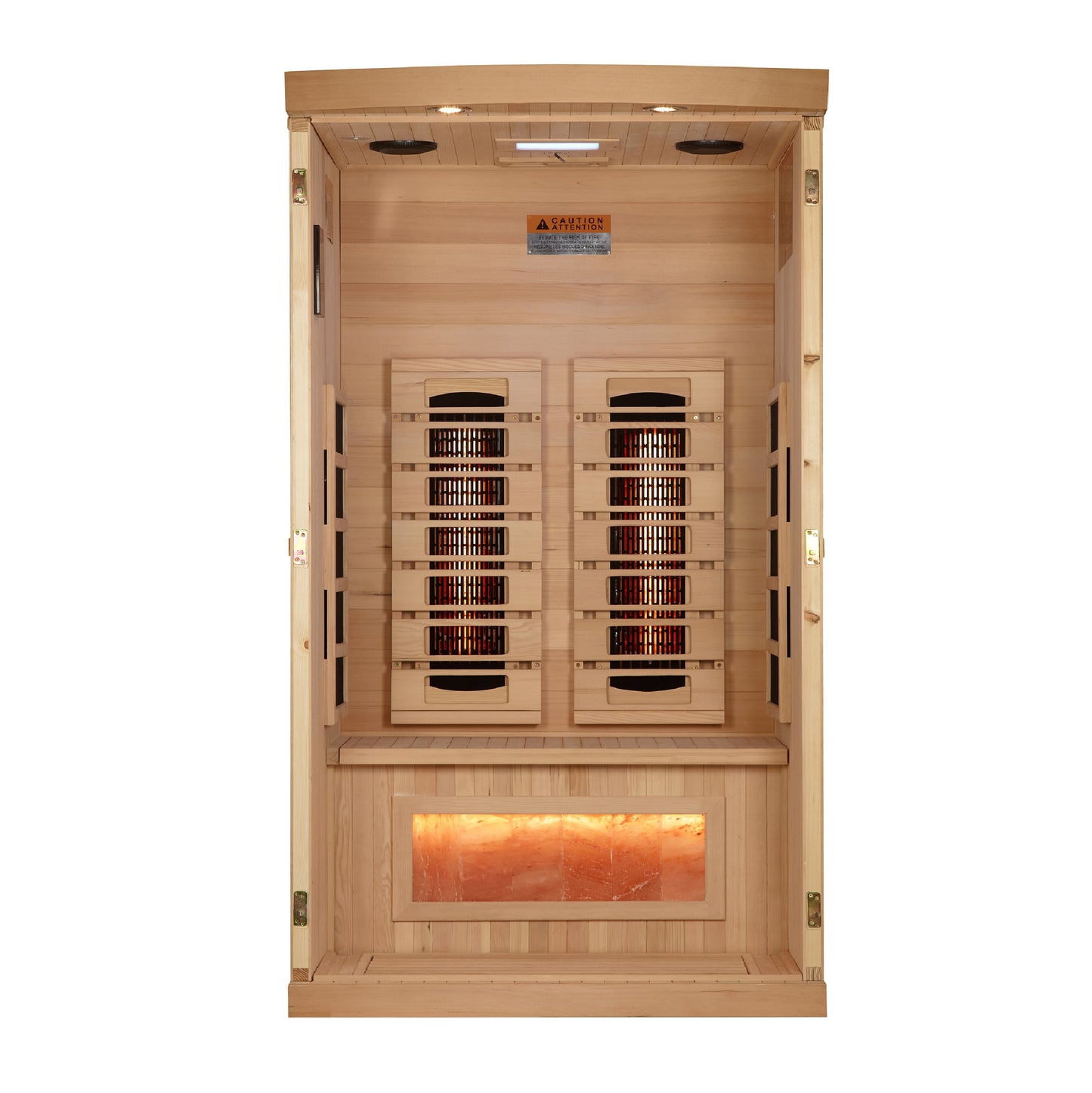 Golden Designs 1-2-Person Full Spectrum PureTech™ Near Zero EMF (Under 3MG) FAR Infrared Sauna with Himalayan Salt Bar (Canadian Hemlock)