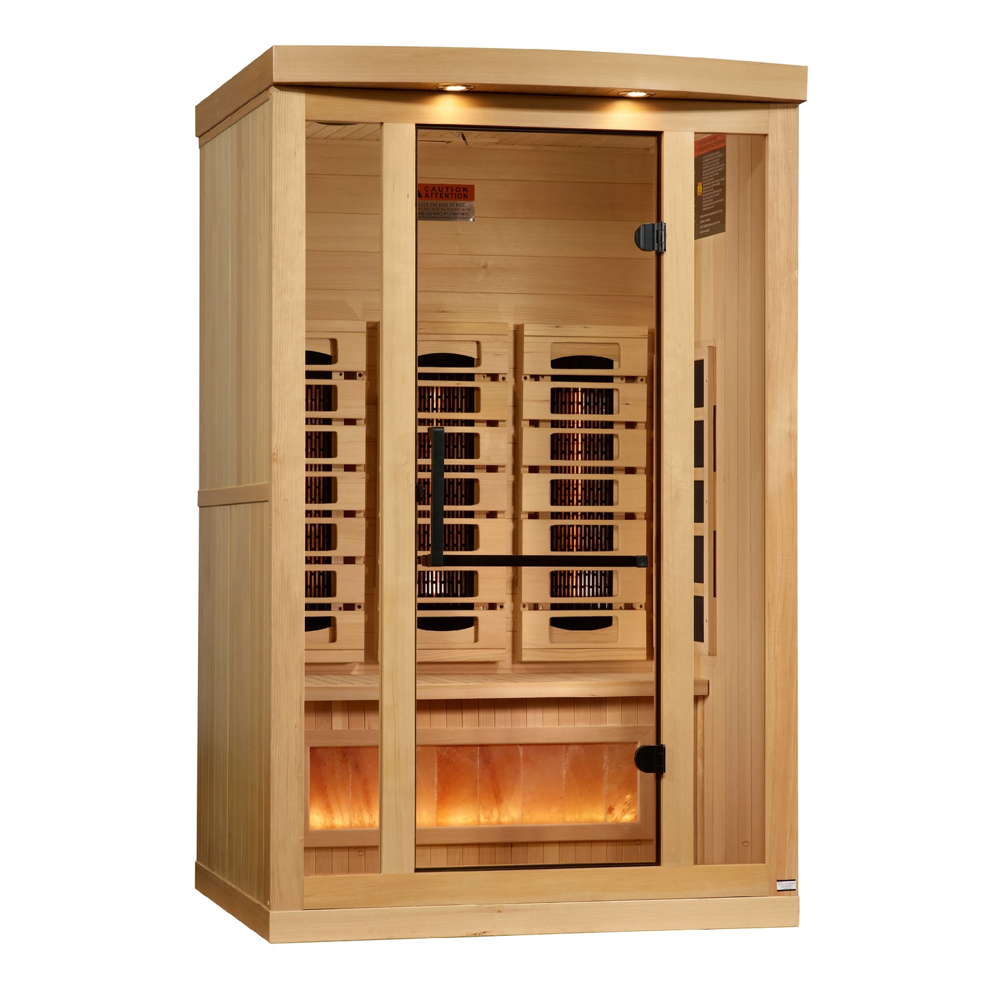 Golden Designs 2-Person Full Spectrum PureTech™ Near Zero (Under 3MG) EMF FAR Infrared Sauna with Himalayan Salt Bar (Canadian Hemlock)