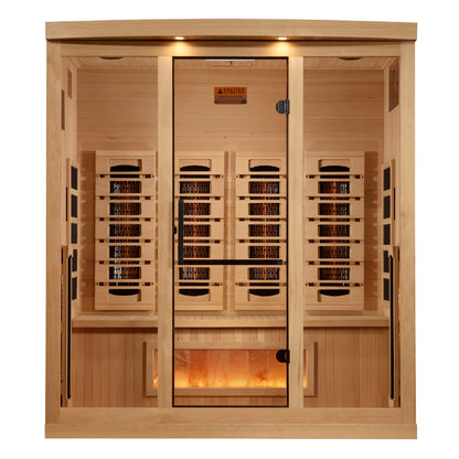 Golden Designs 4-Person Full Spectrum PureTech™ Near Zero EMF (Under 3MG) FAR Infrared Sauna with Himalayan Salt Bar (Canadian Hemlock)