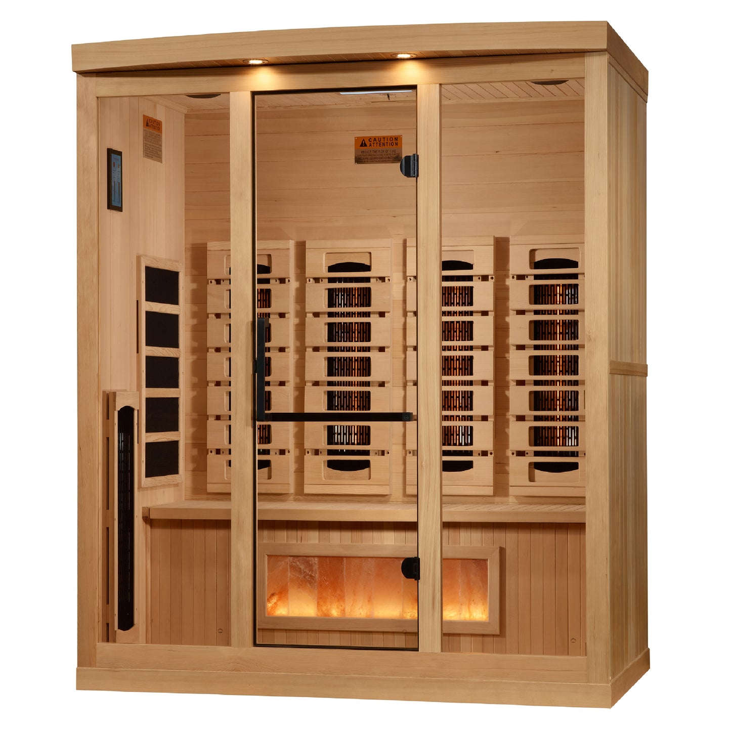 Golden Designs 4-Person Full Spectrum PureTech™ Near Zero EMF (Under 3MG) FAR Infrared Sauna with Himalayan Salt Bar (Canadian Hemlock)