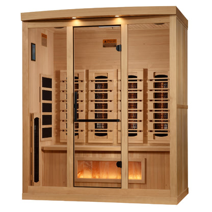 Golden Designs 4-Person Full Spectrum PureTech™ Near Zero EMF (Under 3MG) FAR Infrared Sauna with Himalayan Salt Bar (Canadian Hemlock)
