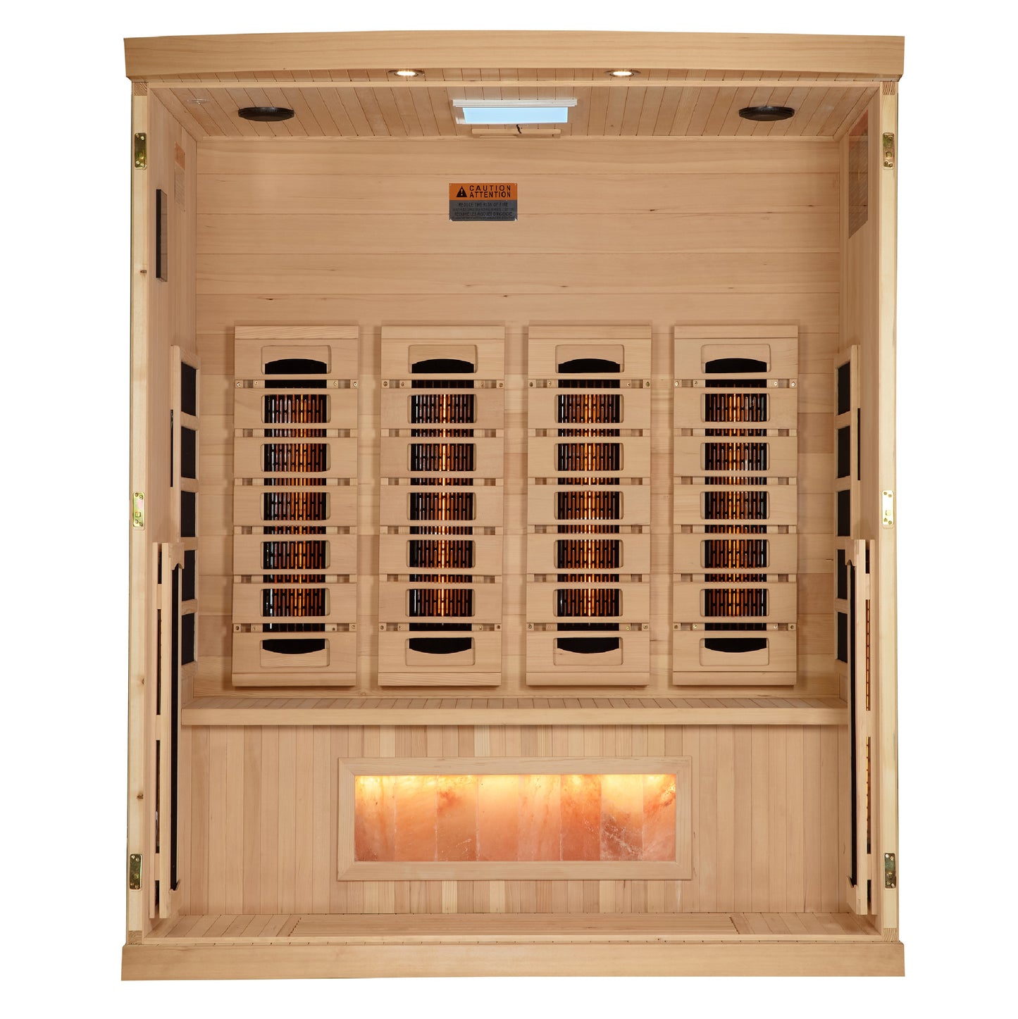 Golden Designs 4-Person Full Spectrum PureTech™ Near Zero EMF (Under 3MG) FAR Infrared Sauna with Himalayan Salt Bar (Canadian Hemlock)