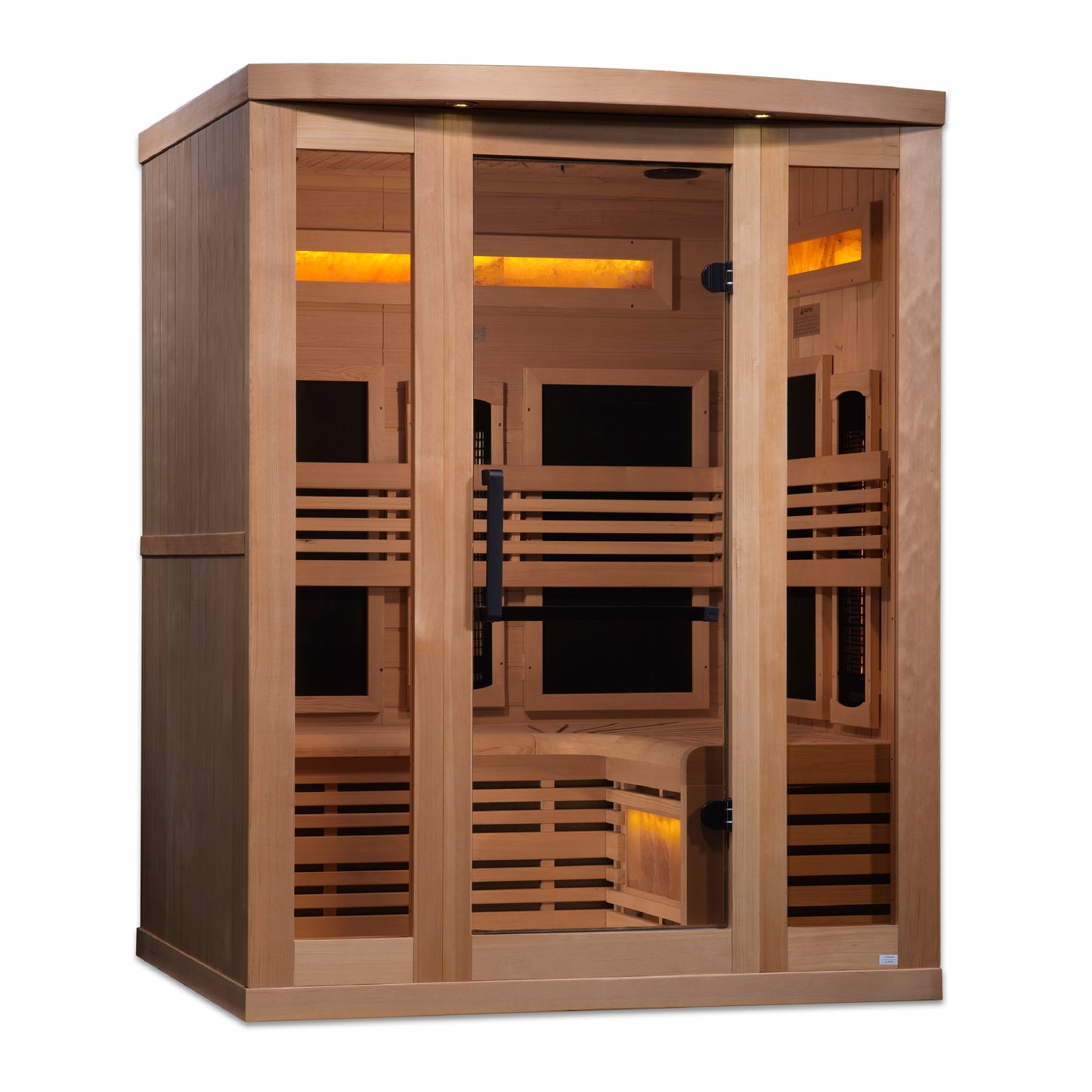 Golden Designs 3-Person Full Spectrum PureTech™ Near Zero EMF (Under 3MG) FAR Infrared Sauna with Himalayan Salt Bar (Canadian Hemlock)