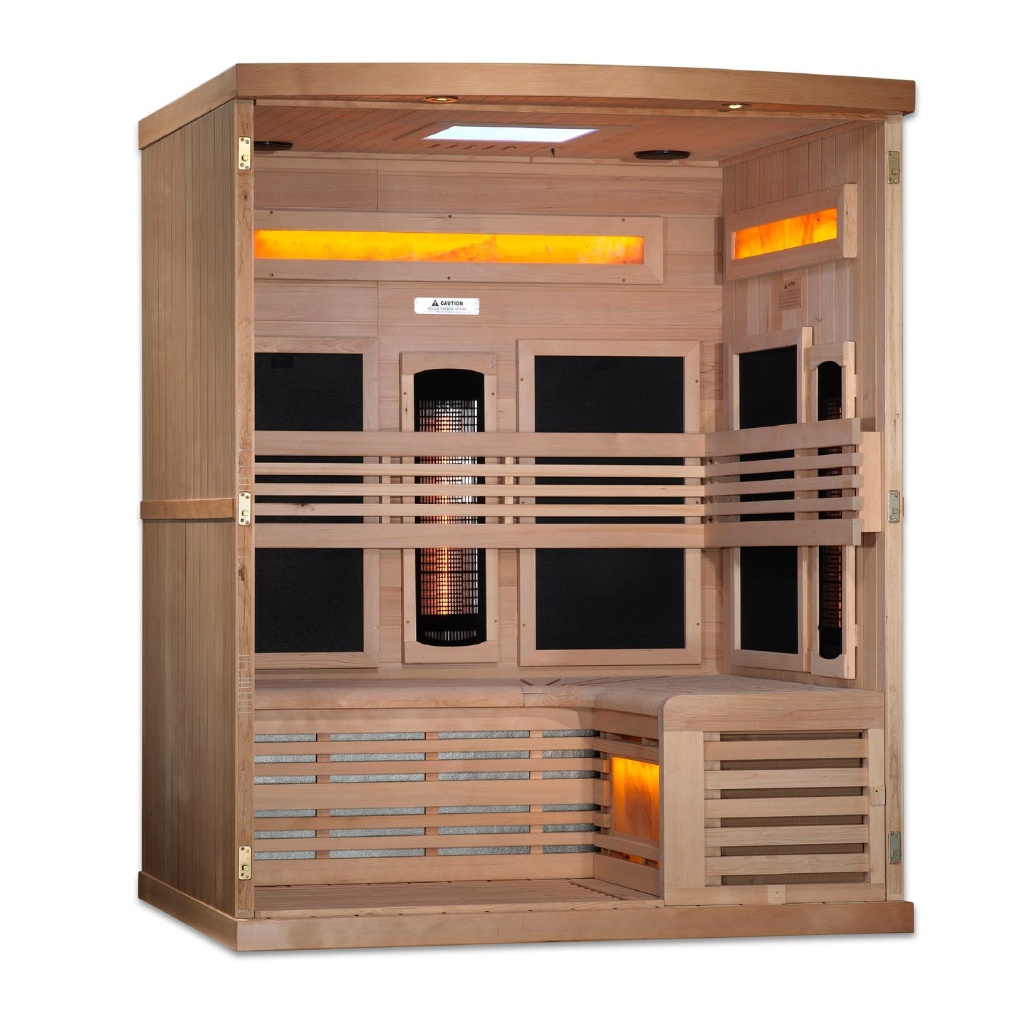 Golden Designs 3-Person Full Spectrum PureTech™ Near Zero EMF (Under 3MG) FAR Infrared Sauna with Himalayan Salt Bar (Canadian Hemlock)