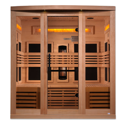 Golden Designs 6-Person Full Spectrum PureTech™ Near Zero EMF (Under 3MG) FAR Infrared Sauna with Himalayan Salt Bar (Canadian Hemlock)