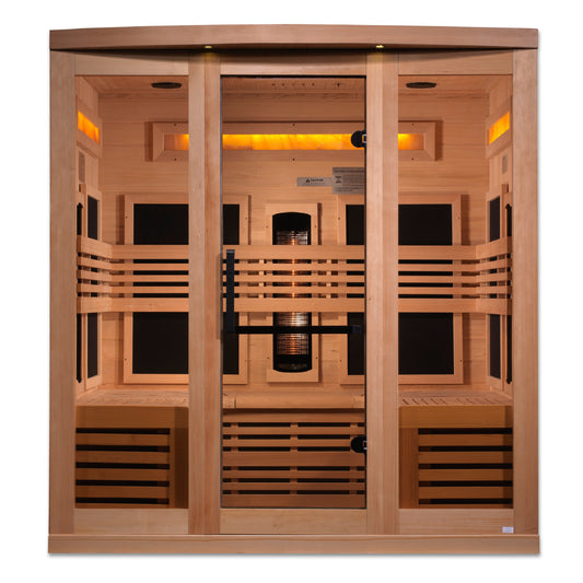 Golden Designs 6-Person Full Spectrum PureTech™ Near Zero EMF (Under 3MG) FAR Infrared Sauna with Himalayan Salt Bar (Canadian Hemlock)