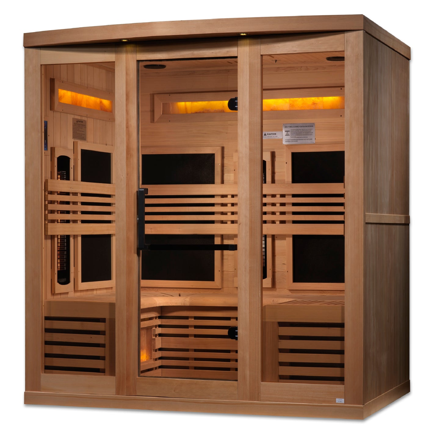 Golden Designs 6-Person Full Spectrum PureTech™ Near Zero EMF (Under 3MG) FAR Infrared Sauna with Himalayan Salt Bar (Canadian Hemlock)