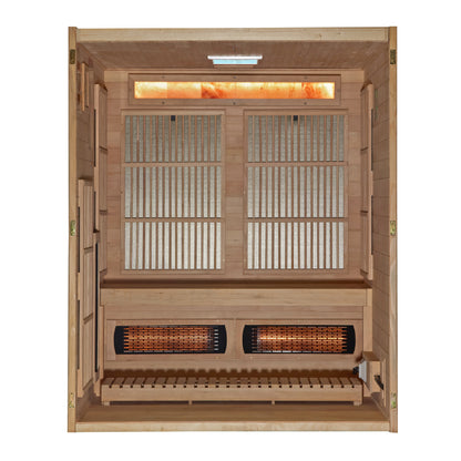 Golden Designs 2025 Soria 3 Per Hybrid Sauna (Indoor). Full Spectrum and Harvia Traditional Stove