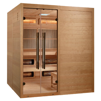 Golden Designs 2025 Toledo 6 Person Hybrid Sauna (Indoor). Full Spectrum and Harvia Traditional Stove