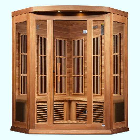 Maxxus 3-Person Corner Low EMF (Between 5-10MG) FAR Infrared Sauna (Canadian Red Cedar)