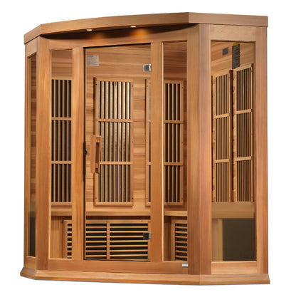 Maxxus 3-Person Corner Low EMF (Between 5-10MG) FAR Infrared Sauna (Canadian Red Cedar)