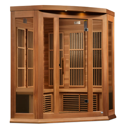 Maxxus 3-Person Corner Low EMF (Between 5-10MG) FAR Infrared Sauna (Canadian Red Cedar)