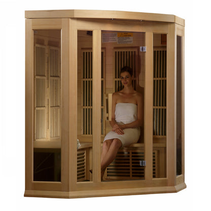 Maxxus 3-Person Corner Low EMF (Between 5-10 MG) FAR Infrared Sauna (Canadian Hemlock)