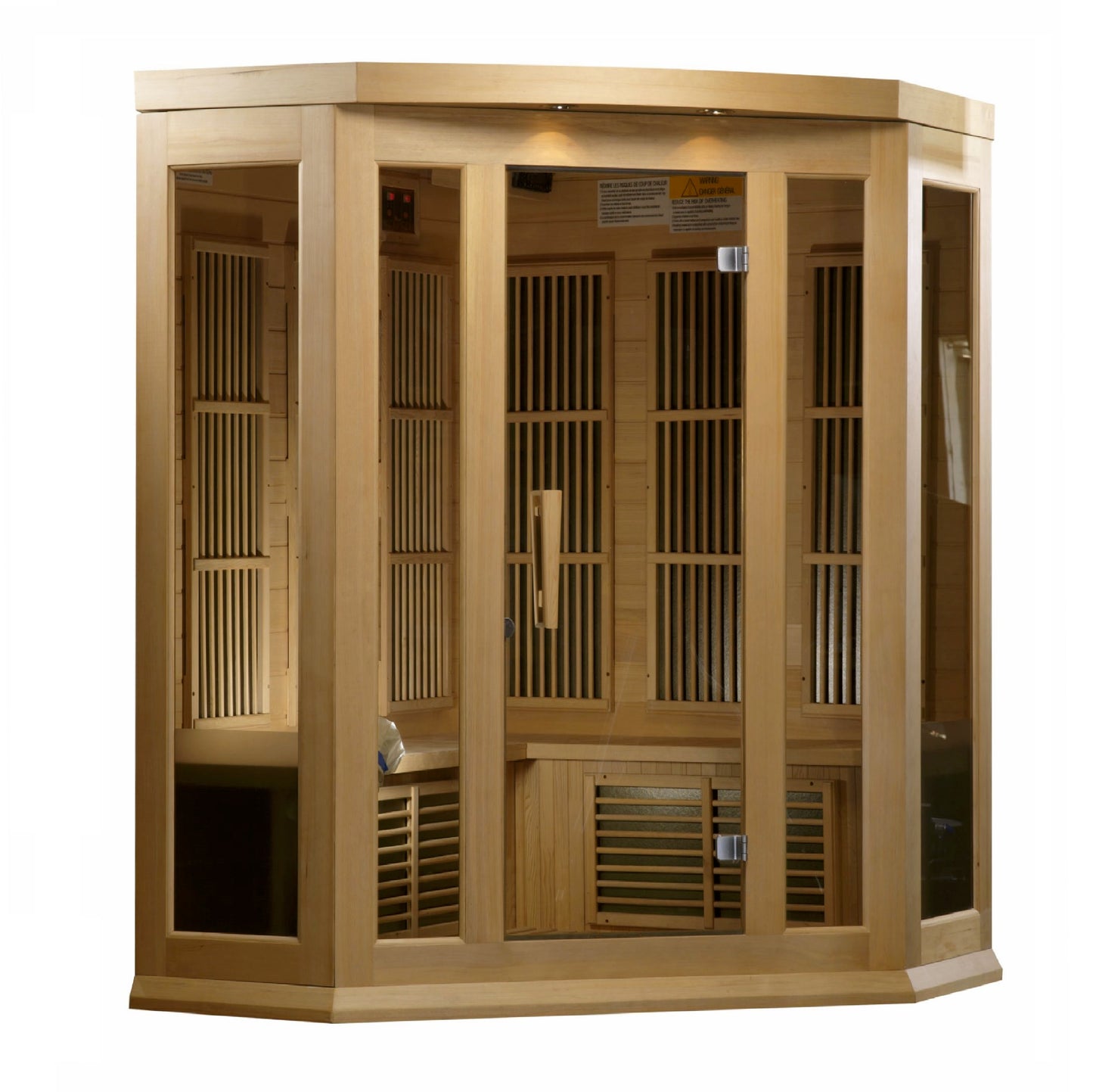 Maxxus 3-Person Corner Low EMF (Between 5-10 MG) FAR Infrared Sauna (Canadian Hemlock)