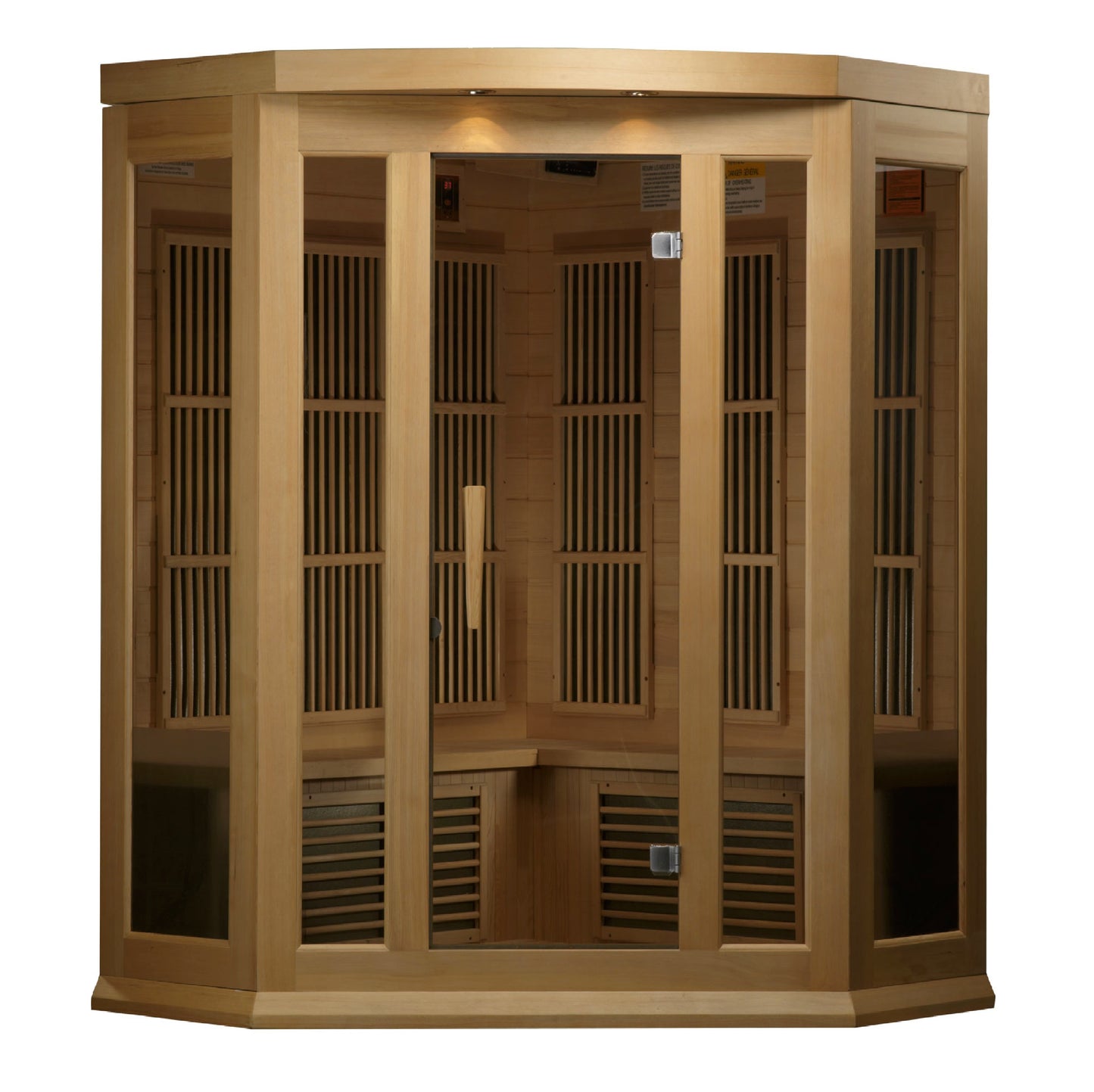 Maxxus 3-Person Corner Low EMF (Between 5-10 MG) FAR Infrared Sauna (Canadian Hemlock)