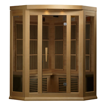 Maxxus 3-Person Corner Low EMF (Between 5-10 MG) FAR Infrared Sauna (Canadian Hemlock)
