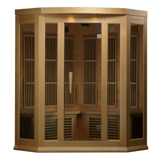 Maxxus 3-Person Corner Low EMF (Between 5-10 MG) FAR Infrared Sauna (Canadian Hemlock)