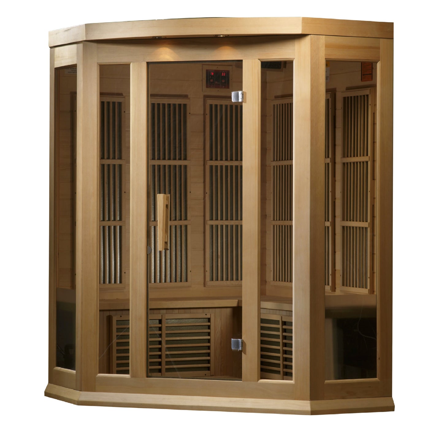 Maxxus 3-Person Corner Low EMF (Between 5-10 MG) FAR Infrared Sauna (Canadian Hemlock)