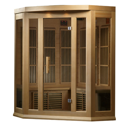 Maxxus 3-Person Corner Low EMF (Between 5-10 MG) FAR Infrared Sauna (Canadian Hemlock)