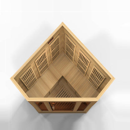 Maxxus 3-Person Corner Low EMF (Between 5-10 MG) FAR Infrared Sauna (Canadian Hemlock)