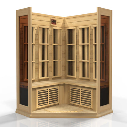 Maxxus 3-Person Corner Low EMF (Between 5-10 MG) FAR Infrared Sauna (Canadian Hemlock)