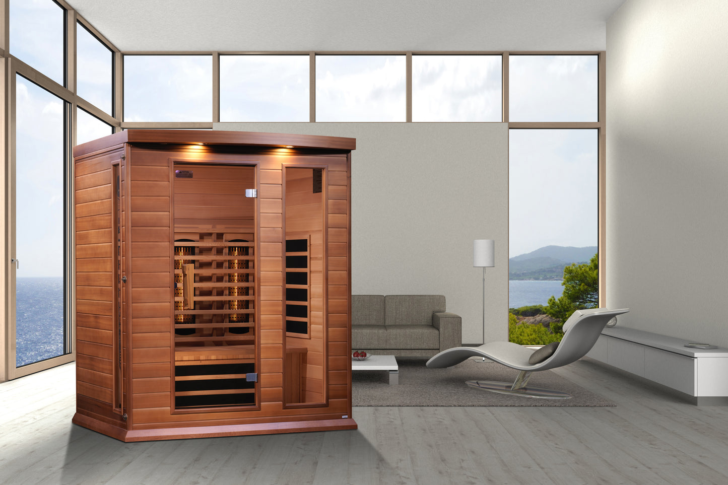 Maxxus 3-Person Full Spectrum Near Zero EMF (Under 3MG) FAR Infrared Sauna (Canadian Red Cedar)