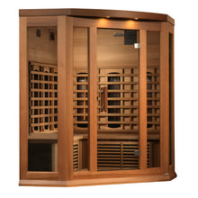 Load image into Gallery viewer, Maxxus 3-Person Corner Full Spectrum Near Zero EMF  FAR Infrared Sauna (Canadian Red Cedar)
