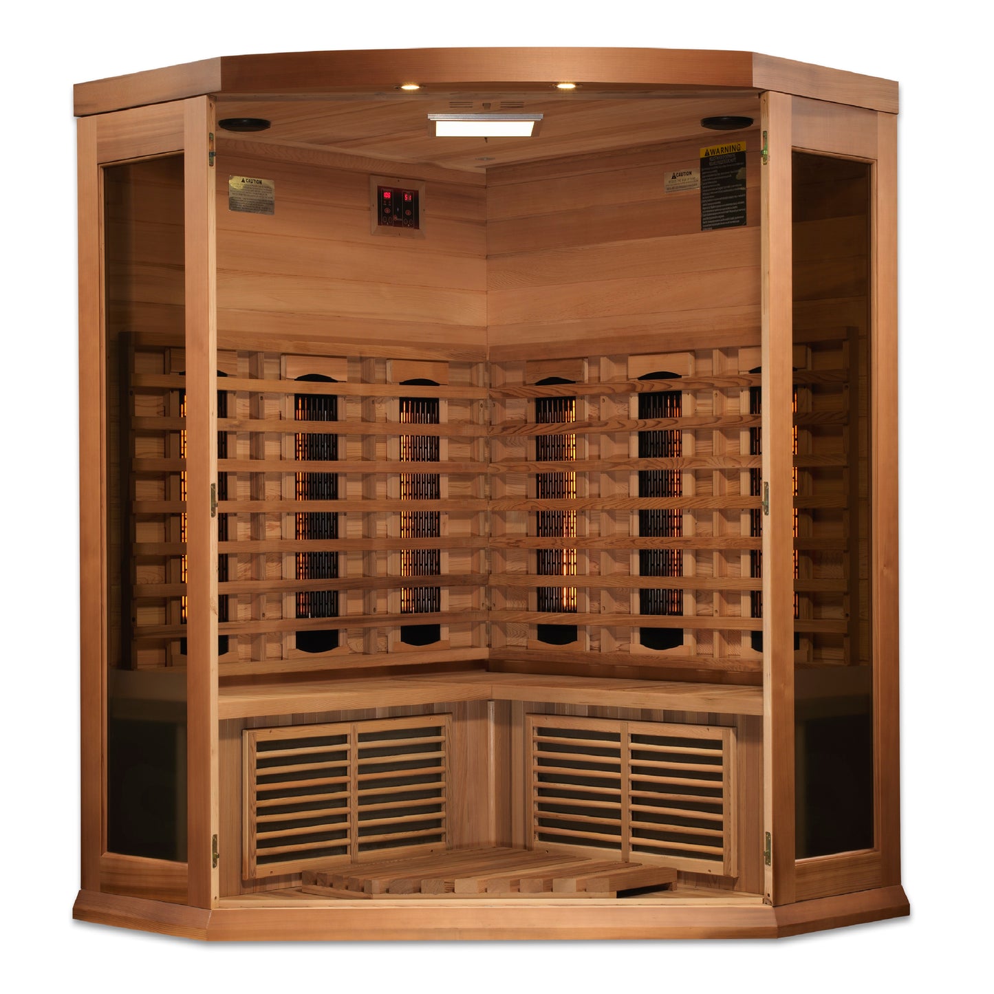 Maxxus 3-Person Corner Full Spectrum Near Zero EMF  FAR Infrared Sauna (Canadian Red Cedar)