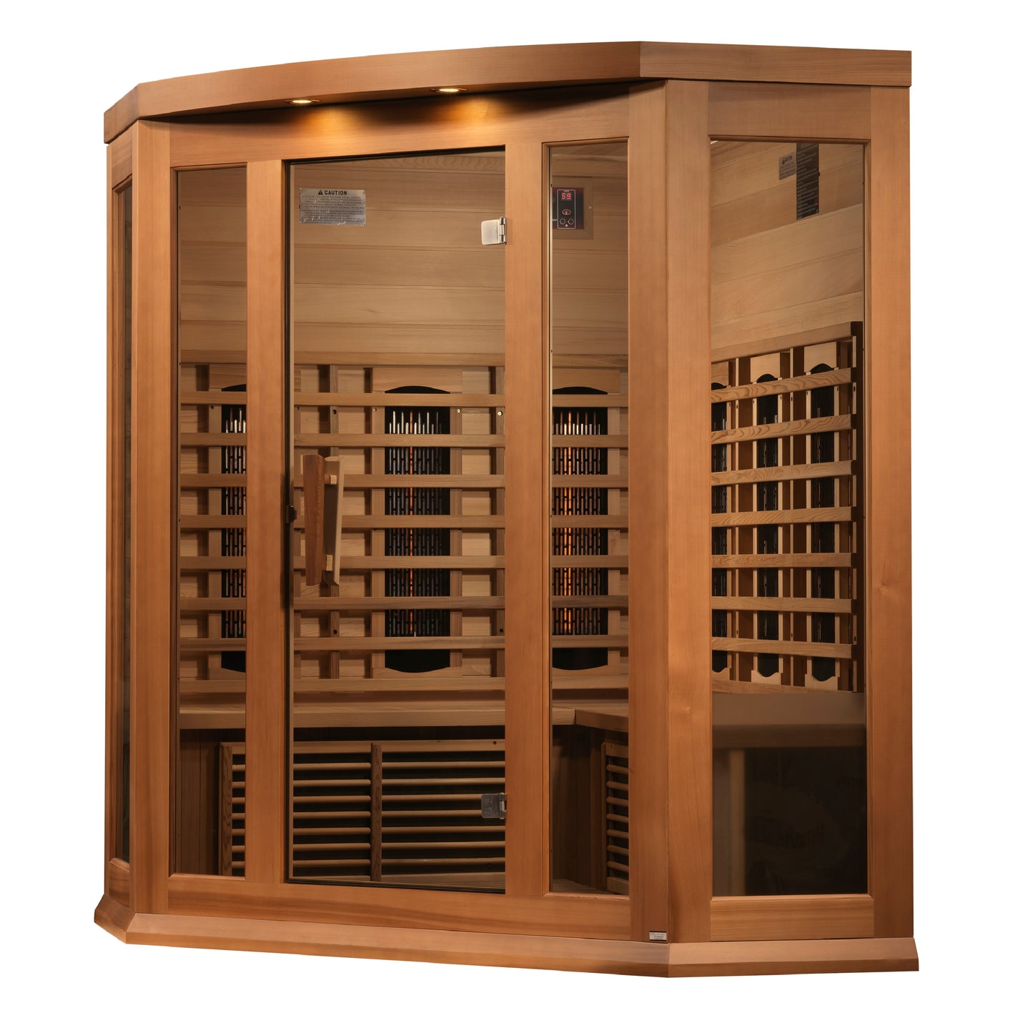 Maxxus 3-Person Corner Full Spectrum Near Zero EMF  FAR Infrared Sauna (Canadian Red Cedar)