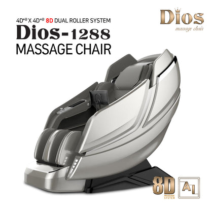 Kahuna Dios 1288  Massage Chair - 8D AI Dual Air Tech Touch Roller SL-Track with Brain Relaxation- Gray