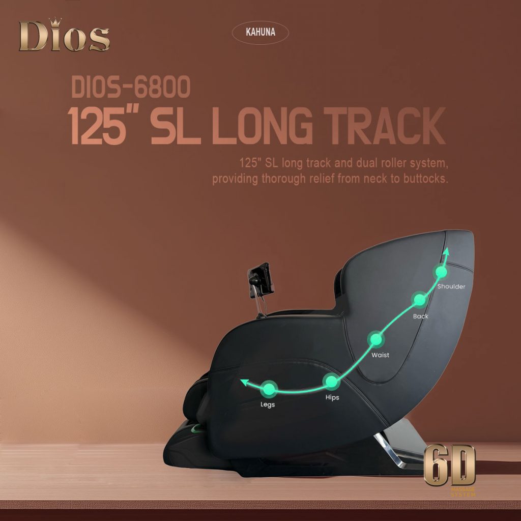 Kahuna Dios 6800 Massage Chair 6D Dual Core Air Roller SL-Track Wht/Beige