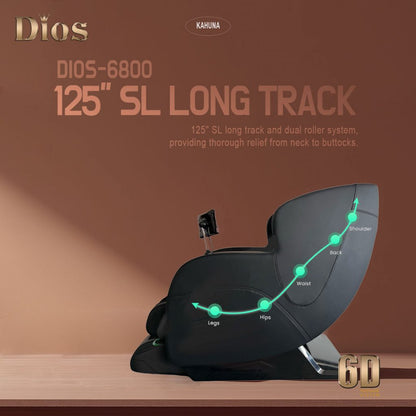Dios 6800 Massage Chair 6D Dual Core Air Roller SL-track  Black/Gray