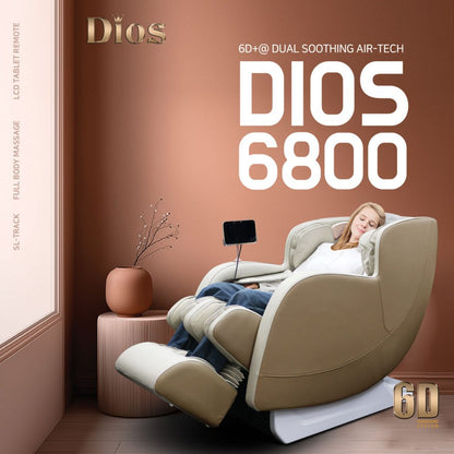Dios 6800 Massage Chair 6D Dual Core Air Roller SL-track  Black/Gray