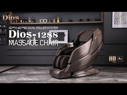 Kahuna Dios 1288  Massage Chair - 8D AI Dual Air Tech Touch Roller SL-Track with Brain Relaxation- Gray